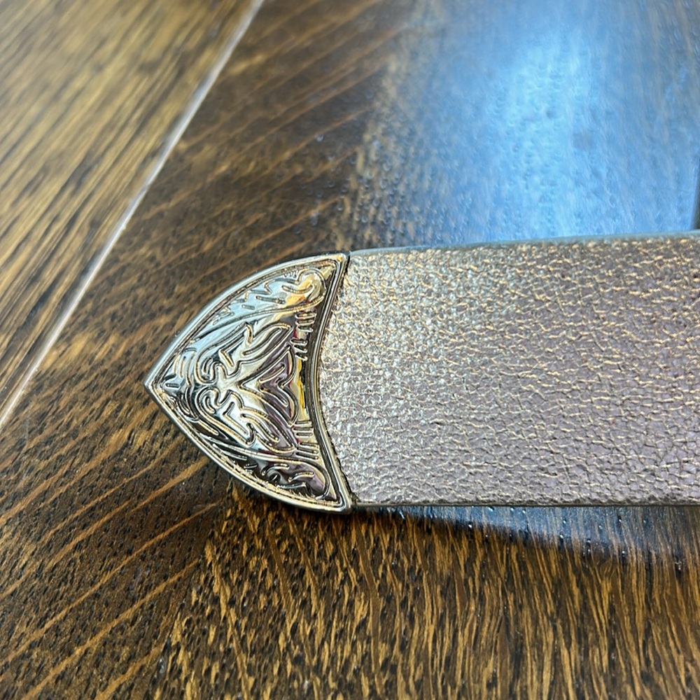 Urban Outfitters Silver Metallic Western Vegan Leather Belt - Picture 4 of 4
